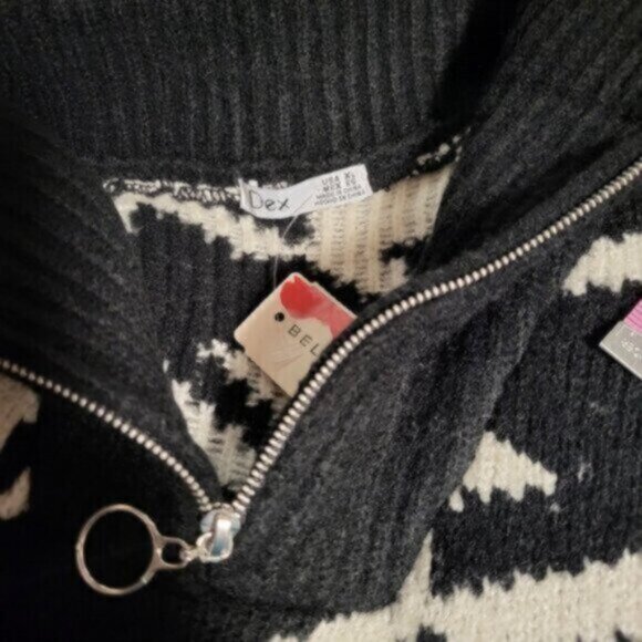 DEX Houndstooth Cropped Mock Neck Sweater NWT Sz XL - Picture 13 of 14